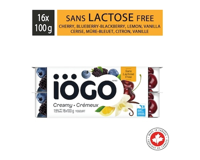 IOGO Cherry Lemon Blackberry-Blueberry Vanilla Lactose-Free Yogurt Cups 1.5% - 100.0 G