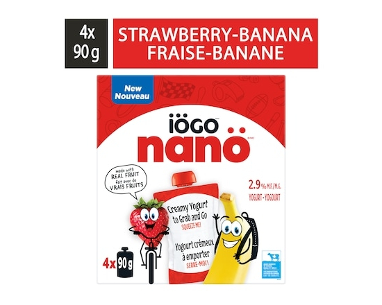 Nanö Strawberry-Banana Yogurt Pouch 2.9% - 90.0 G