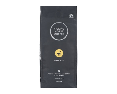 Kicking Horse Organic Fairtrade Dark Roast Whole Bean Coffee, Half Ass - 454.0 G