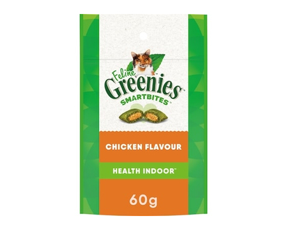 Greenies Feline Smartbites Cat Treats Adult Indoor Natural Dental Care Chicken Flavour - 60.0 G