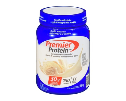 Premier Powder Poudre de protéine de lactosérum à 100% lait frappé à la vanille - 663.0 G
