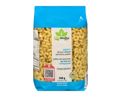 Bioitalia Organic Drum Wheat Semolina Pasta, Macaroni - 500.0 G