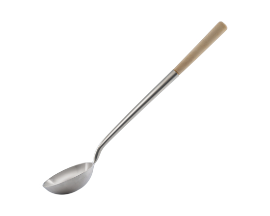 6oz Chinese Ladle, Stainless Steel with Wooden Handle - 1.0 EA