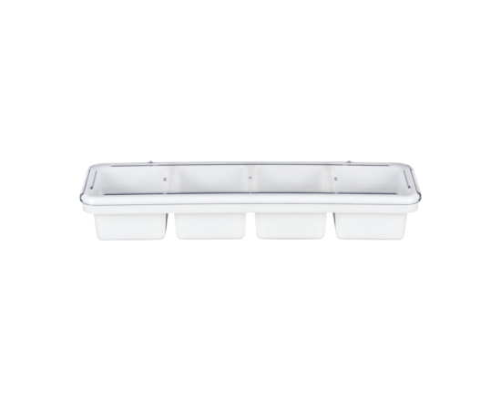 4 Compartment White Bar Caddy with Clear Cover - 1.0 EA