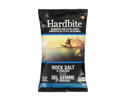Hardbite Handcrafted-Style Chips, Rock Salt & Vinegar - 150.0 G