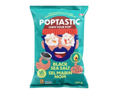 POPTASTIC Kettle Cooked Popcorn Black Sea Salt - 130.0 G