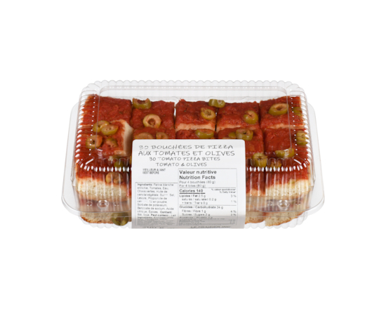 30 bouchées de pizza aux tomates et olives - 500.0 G