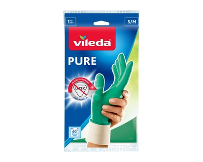 Vileda Pure Gloves S/M, Washable, Latex-Free - 1.0 EA