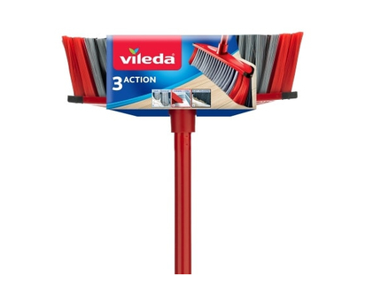 Vileda 3Action Broom, 3 Bristle Types - 1.0 EA