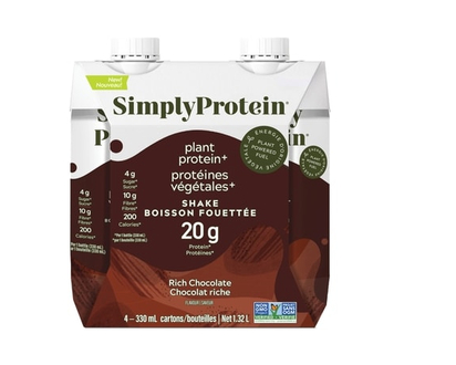 Simply Protein Ready-To-Drink Chocolate Plant Protein Shake, High Protein, Low Sugar, Dairy Free - 4 ML