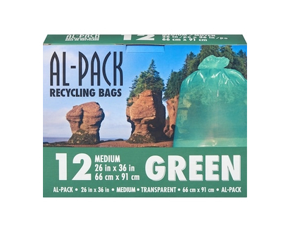 Al-Pack 12 Recycling Bags Medium Transparent Green - 12.0 EA
