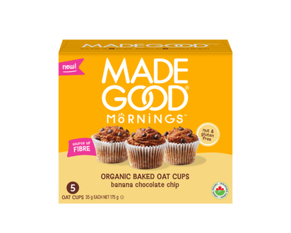 Made Good Mornings Coupes D'avoine Bio Cuites Au Four Banane et Pépites de Chocolat 5 Coupes - 175.0 G