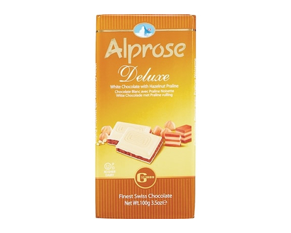 Alprose Deluxe White Chocolate Hazelnut Praline Bar - 100.0 G