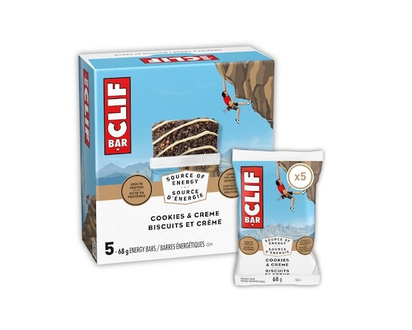 CLIF Energy Bars, Cookies & Creme, Granola Bar, High in Protein (Pack of 5) - 68.0 G