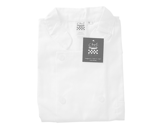 Short Sleeve Chefs Coat, White Size Large - 1.0 EA