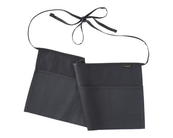 3 Pocket Black Server Waist Apron - 1.0 EA