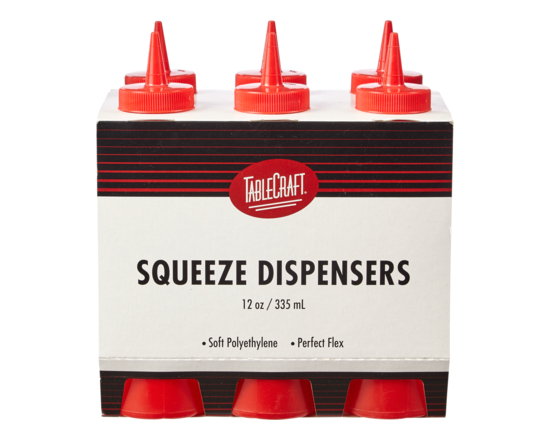 Tablecraft Square Bottle, Dispenser 12 oz Red - 1.0 EA