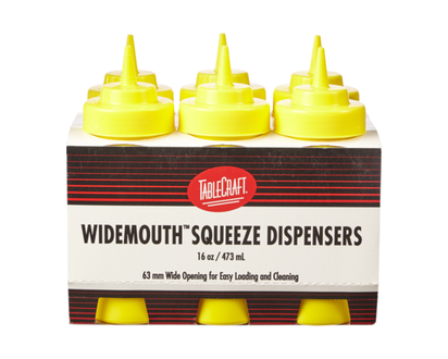 GFS Tablecraft Square Bottle Dispenser, 16 oz Yellow - 1.0 EA