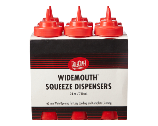 Tablecraft Square Bottle, Dispenser 24 oz Red - 1.0 EA