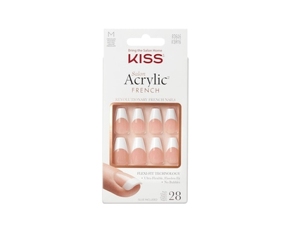 Kiss Salon Acrylic - French Je T'Aime - Fake Nails, 28 Count, Medium - 1 EA