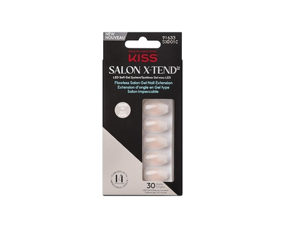 Kiss Salon X-Tend Led Soft Gel System Decorated Nails, White, Medium Coffin, 34 Count - 1 EA