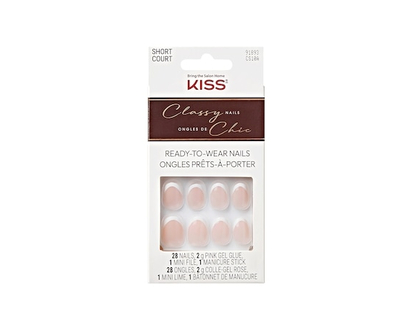Kiss Classy, Fake Nails, Exclusive Only, Light White, Oval, Short, 28 Count - 1 EA