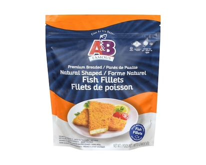 A&B Famous Premium Breaded Natural Shaped Fish Fillets - 390.0 G