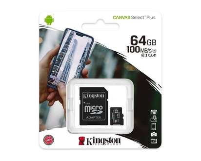 Kingston Canvas Select Plus 64GB Micro SDHC Memory Card with Adapter - 1 EA