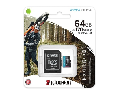 Kingston Carte Mémoire Micro SDHC 64GO Canvas GO Plus avec Adaptateur - 1 CHA