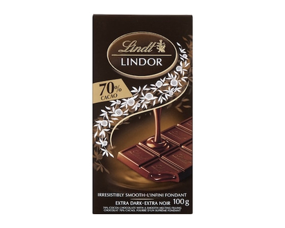 Chocolat noir LINDOR 70 % de CACAO de Lindt – Barre (100 g) - 100 G