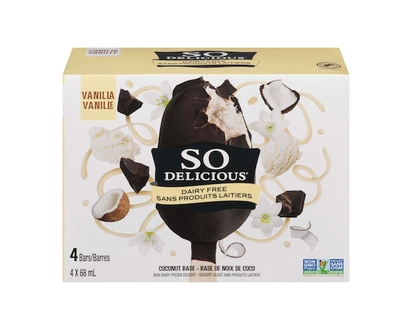 So Delicious Dairy Free Coconut-Based Frozen Dessert, 4 Vanilla Bean Bars - 272.0 ML
