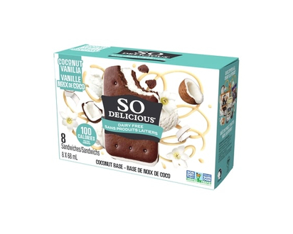 So Delicious Dairy Free Coconut-Based Frozen Dessert, 8 coconut sandwiches - 68.0 ML