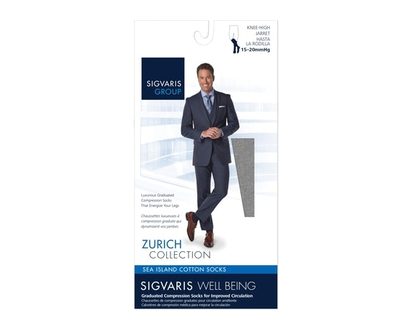 Sigvaris Sea Island Cotton Compression Socks, Men, Black - Size C - 1 EA