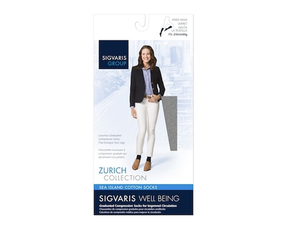 Sigvaris Sea Island Cotton Compression Socks, Women, Black - Size A - 1 EA