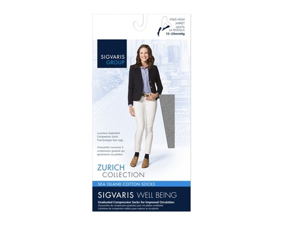 Sigvaris Sea Island Cotton Compression Socks, Women, Black - Size B - 1 EA