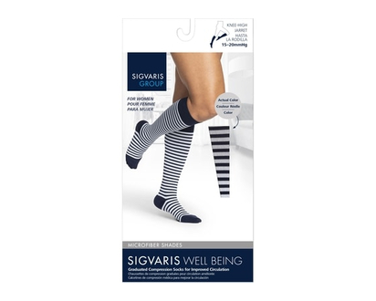 Sigvaris Microfiber Shades Compression Socks, Men, Onyx Stripe - Size C - 1 EA