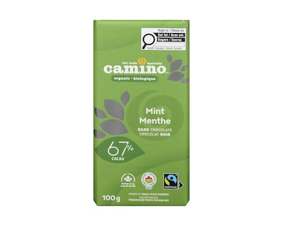 Camino Organic Dark Chocolate Bar, Mint 67% Cacao - 100.0 G