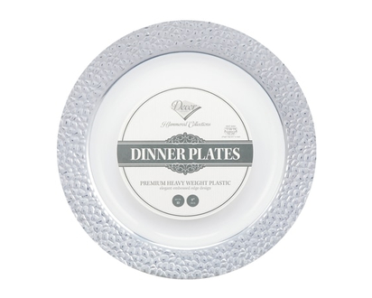 Decor Dà©cor Hammered White Plates, 9" - 1.0 EA