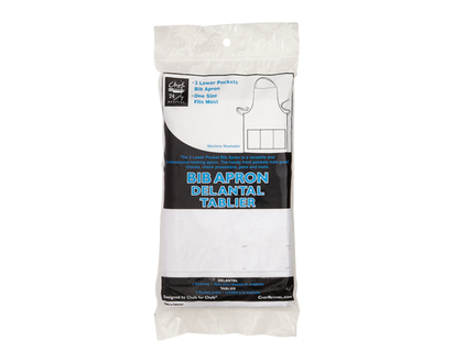 White Poly Cotton Apron Bib, 3 Pocket - 1.0 EA