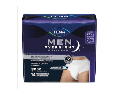 Tena Culottes de nuit pour hommes TENA Men Overnight Extra Coverage, Petit/Moyen - 14 CHA