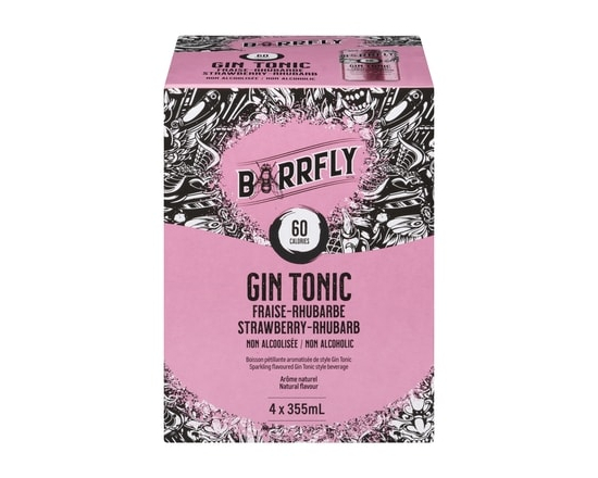 Barrfly Boisson pétillante aromatisée de style gin tonic fraise-rhubarb - 355.0 ML