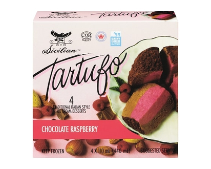 Sicilian Italian-Style Ice Cream, Tartufo Chocolate Raspberry - 110.0 ML