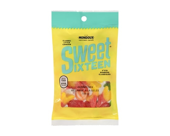 Mondoux Sweet sixteen p'tits bonbons classiques mélange à la gelée - 135.0 G