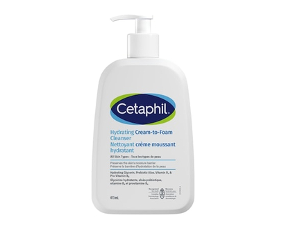 Cetaphil Hydrating Cream to Foam Cleanser - Hydrating Face Wash with Niacinamide, Amino Acid and Prebiotic Aloe - 473 ML