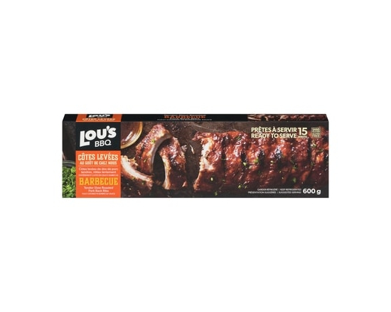 Lou’s Côtes levées de dos de porc tendres rôties lentement entièrement cuites en sauce barbecue - 600.0 G