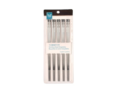 Stainless Steel Chopsticks, 5-Pair - 1.0 EA