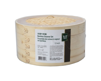 Bamboo Steamer Set 12-inch - 1.0 EA