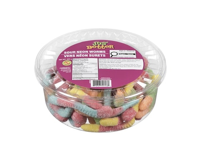 Jus' Better Sour Neon Worms - 550.0 G