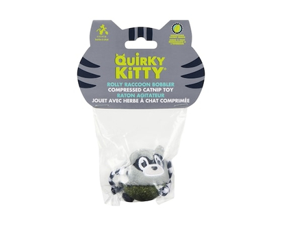 QUIRKY KITTY Compressed Catnip Toy Rolly Raccoon Bobbler - 1.0 EA