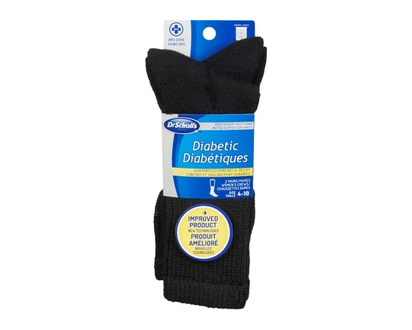 Dr Scholls Diabetic Black Women's Crews Size 4-10 2 Pairs - 2.0 EA